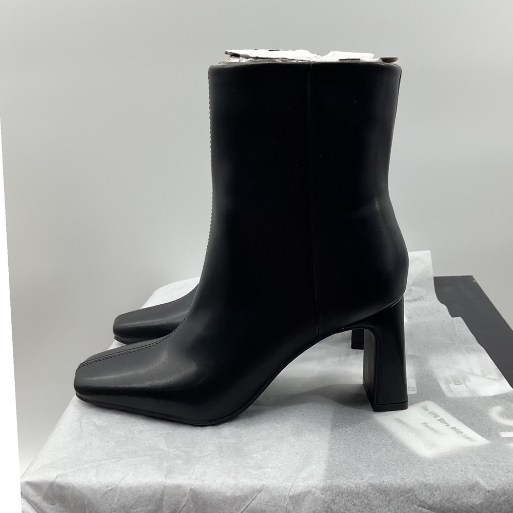 INC International Concepts Odelya Black Square Toe Block Heel Ankle Boots 5M